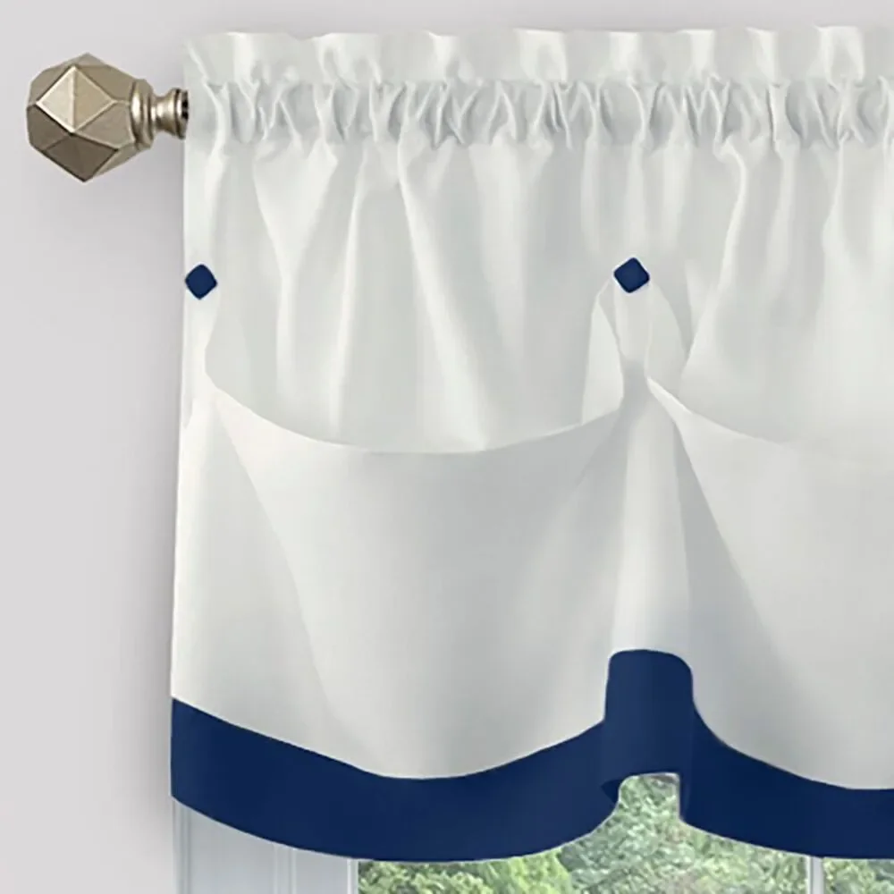 PowerSellerUSA Two-Tone Tier Pair Panels and Valance Kitchen Curtains Set for
